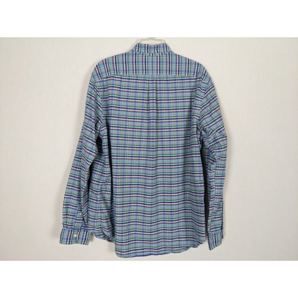 Ralph Lauren cotton Plaid mens long‎ sleeve cotton button front blue shirt XL - Picture 9 of 9